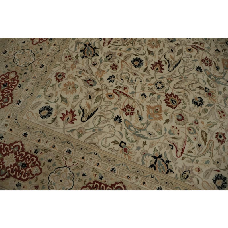 Hand Knotted Oriental 100% Wool Carpet Traditional All-Over Beige & Ivories Ziegler Area Rug - 10' 4'' X 8' 1''