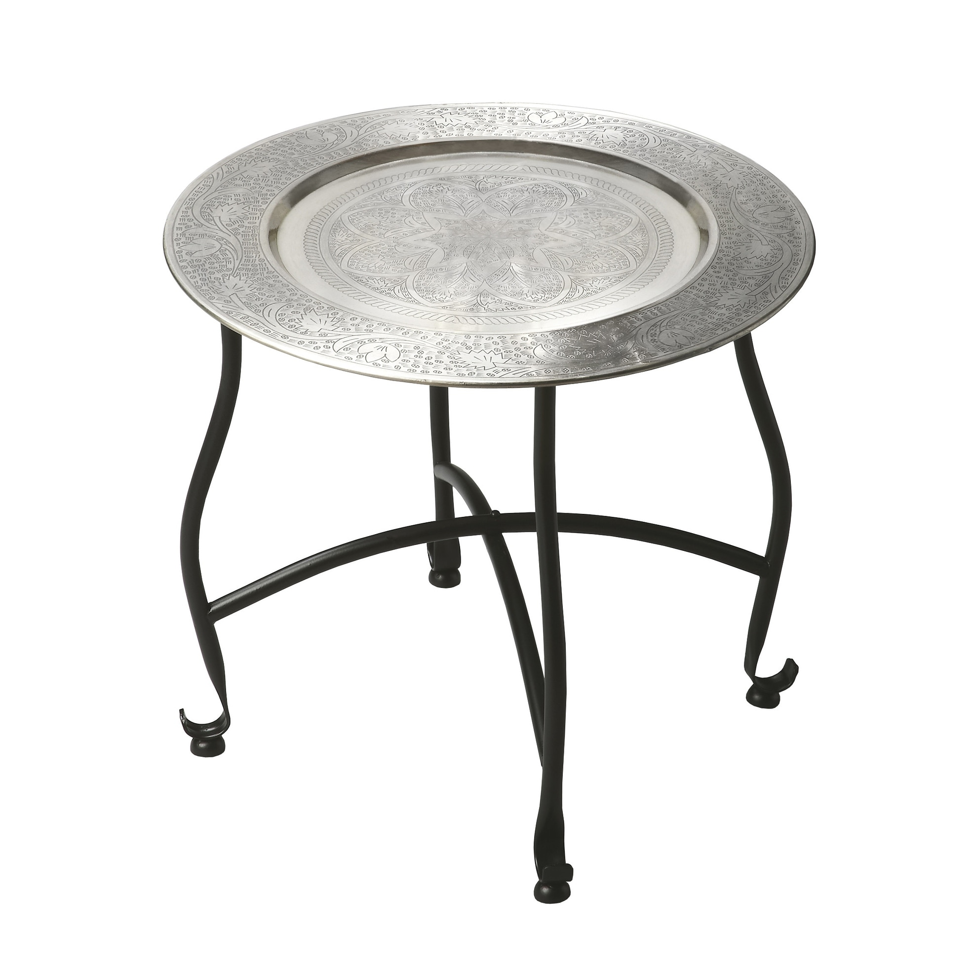 HomeRoots 14" Black And Silver Aluminum Round End Table - 16