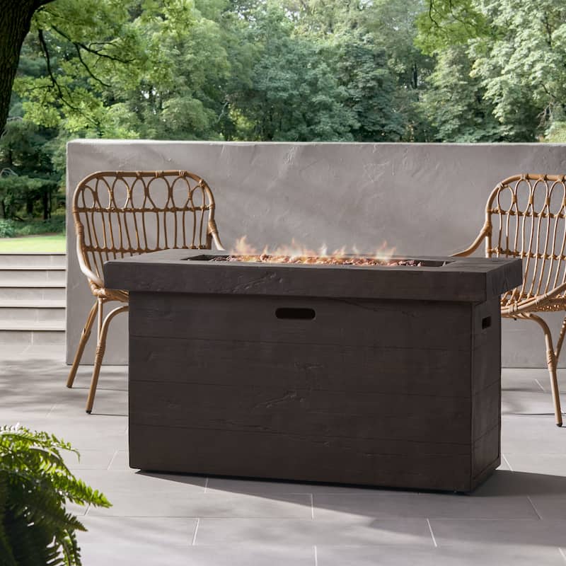 Custer Outdoor 50,000 BTU Lightweight Concrete Fire Pit Table by Christopher Knight Home - Brown