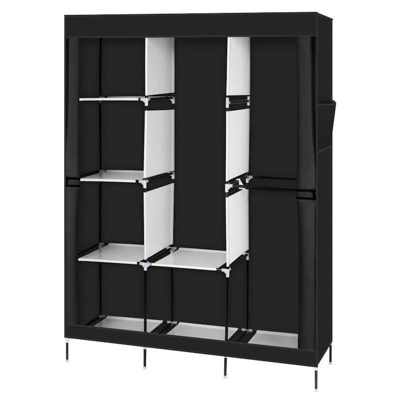8 Shelves Wardrobe Armoire Closet,Clothes Storage Rack,Black