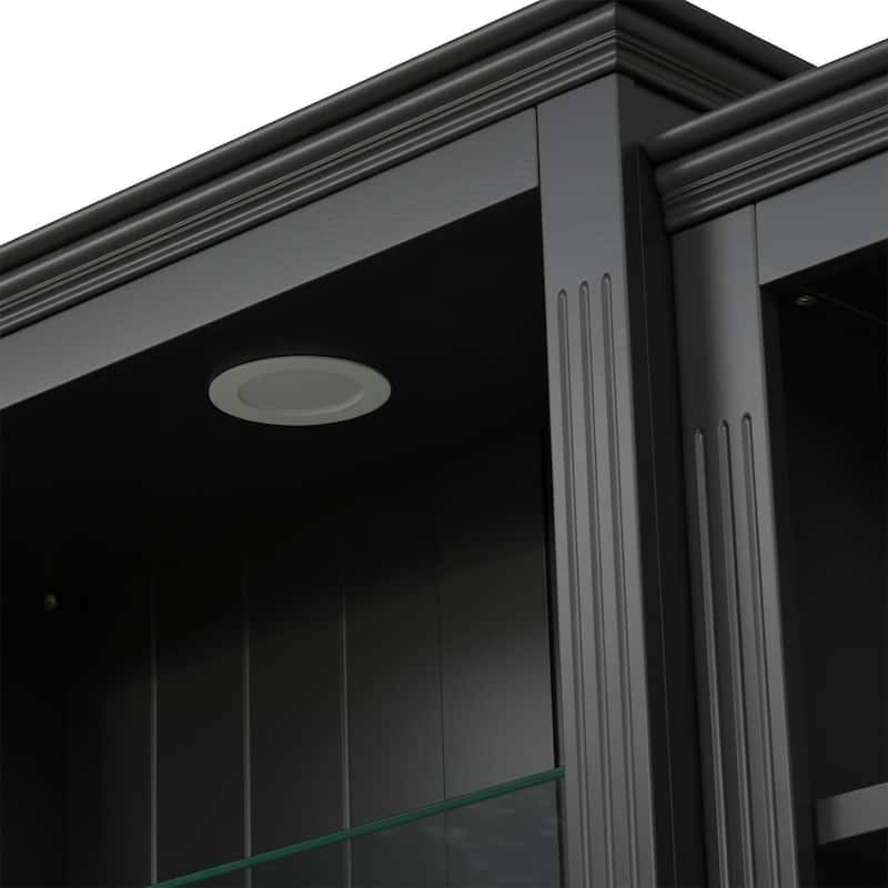 78.75" Tall 3-Piece Bookcase with Adjustable LED Light, Tempered Glass Shelves for Living & Office