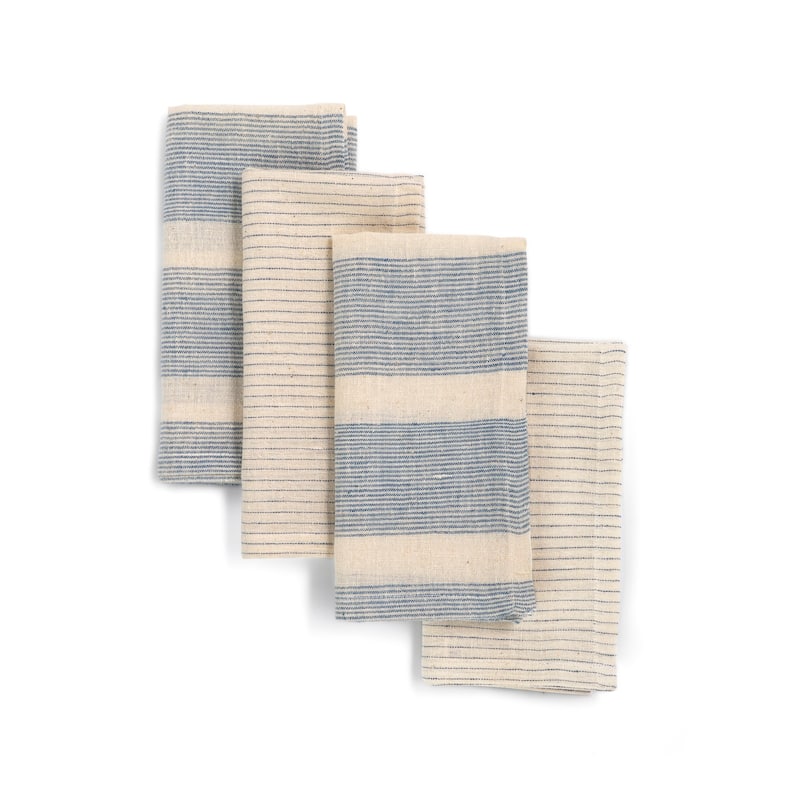 JOURNEY Organic Cotton Napkins - Handmade, Fair Trade, Eco-Dyed | Set of 4 | 16x16 inch by Sustainable Threads - 16"x16" -  Artisan-Made Set of 4, 16"x16" by Sustainable Threads|Blue