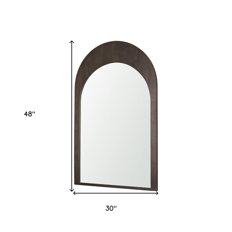 HomeRoots 48" Brown Solid Wood Arch Framed Accent Mirror - 30.00 in. x 48.00 in. x 1.00 in.