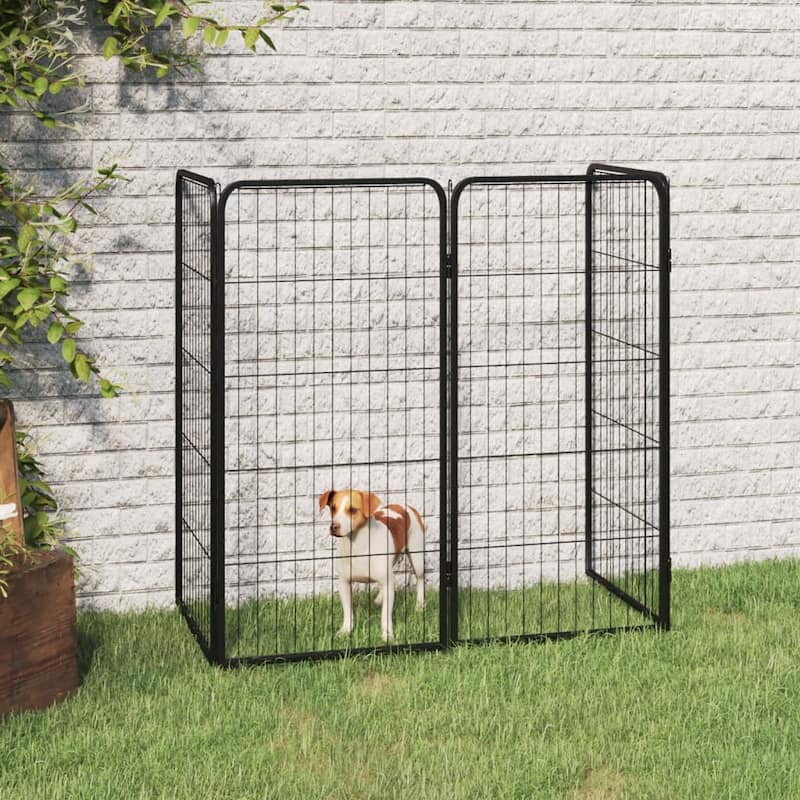 vidaXL Dog Playpen Kennel Dog Cage Puppy Pet Exercise Wire Fence Steel Black