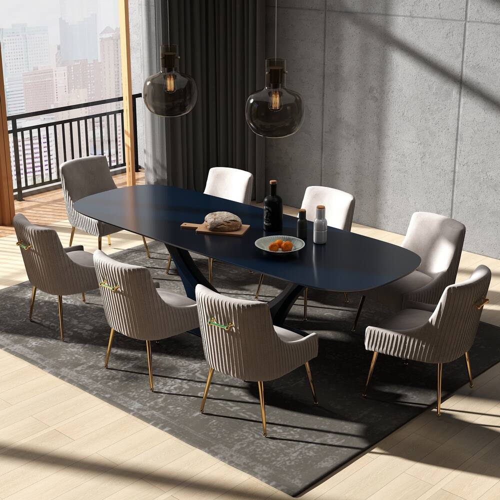 SEYNAR Modern Glam Velvet Dining Chair Set of 8 for Dining Room, Tufted Vanity Chair for Living Room (no table)