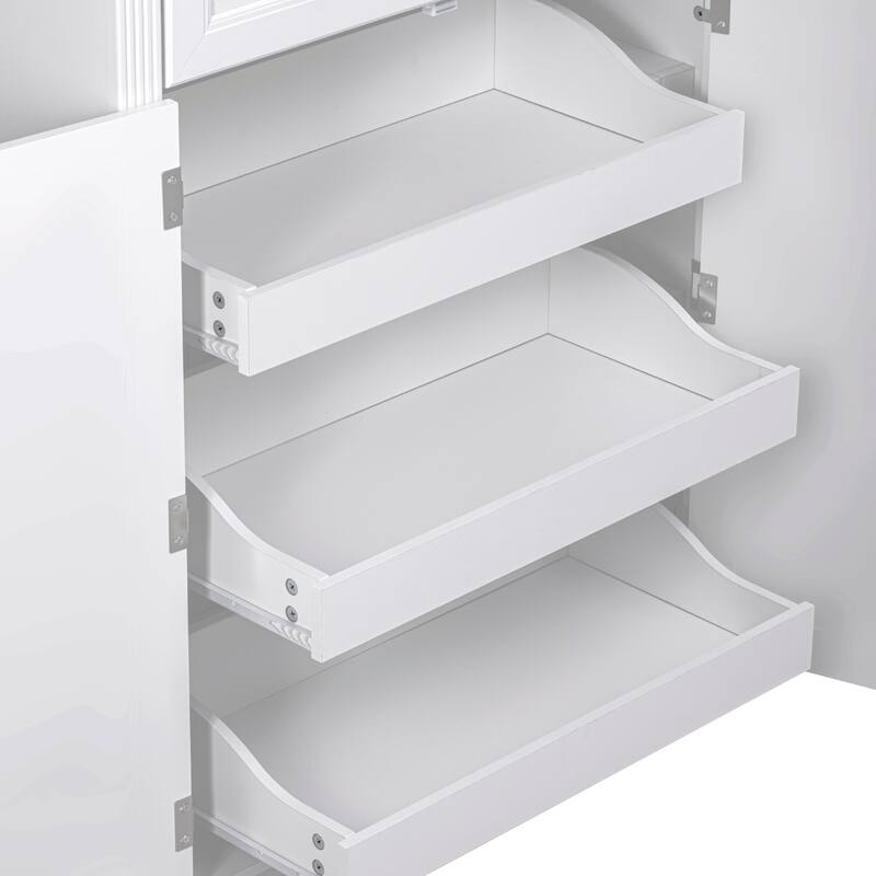 Roomfitters 71" Tall Kitchen Pantry Cabinet with 3 Pull-Out Organizers & 6 Door Shelves