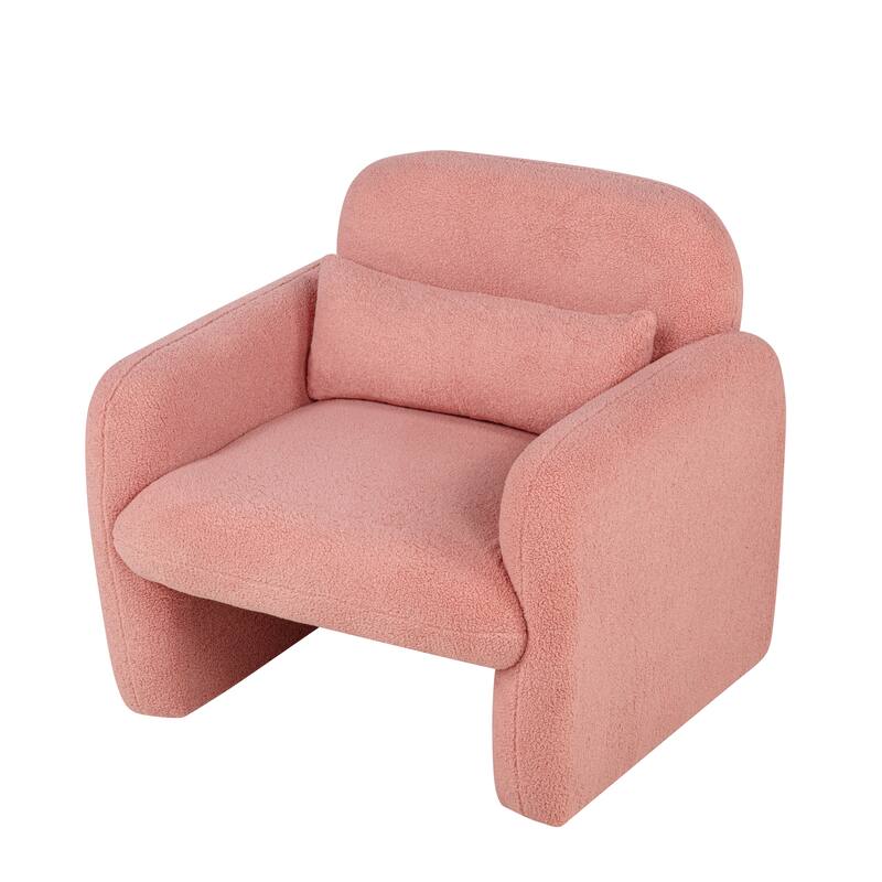 Stylish and Minimalist Teddy Fleece Single Sofa Chair with Arms and Pillow