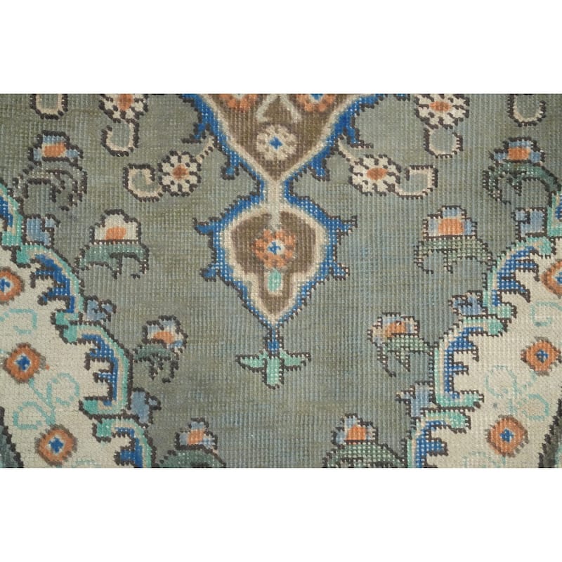 Hand Knotted Oriental 100% Wool Carpet Traditional Medallion Green Tabriz Area Rug - 4' 6'' X 3' 2''