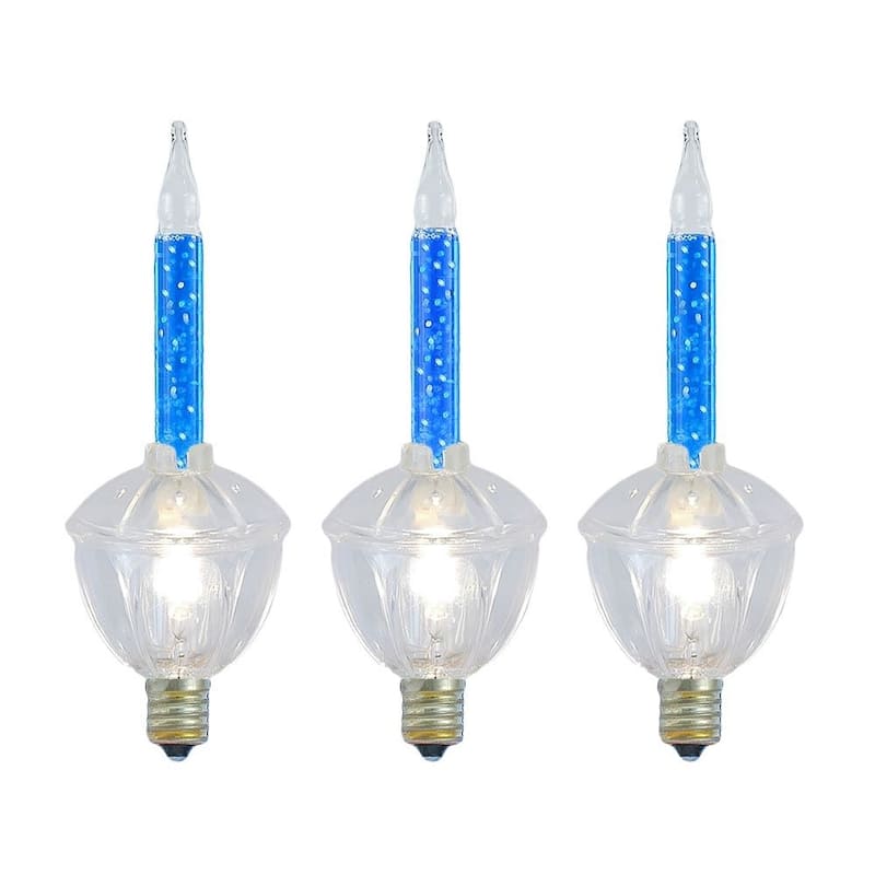 3 Pack Christmas Bubble Light Replacement Pack, Clear with Silve Glitter Liquid - Blue