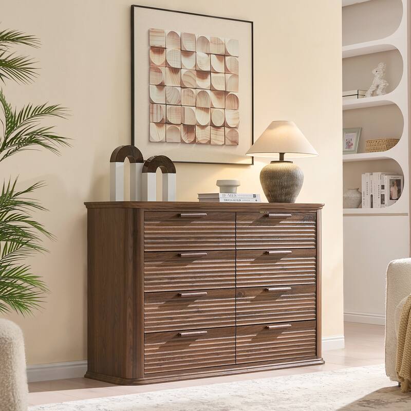 Fluted Curved Dresser with Drawers for Bedroom, Chest of Drawers Closet Storage Organizer