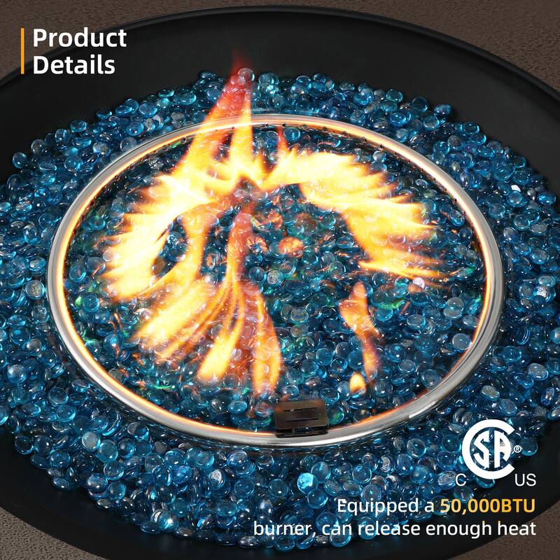 Patio Watcher Outdoor 42in. Iron Fire Pit Table with Propane Tank Cover