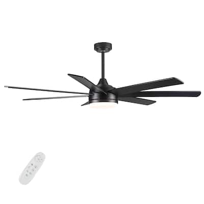 72 Inch Low Profile Ceiling Fan with Reversible Motor and Remote Control, Integrated LED Ceiling Fan Lighting, Adjustable Height