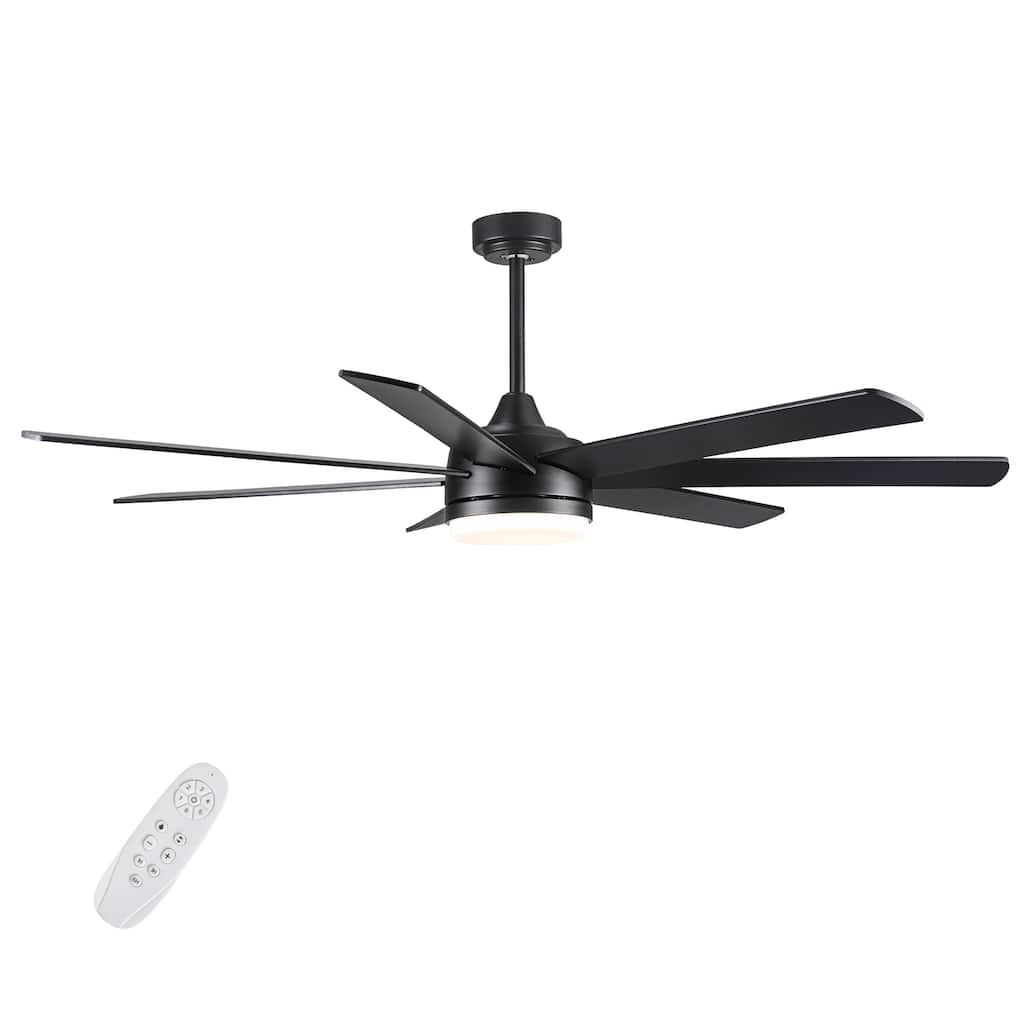 72 Inch Low Profile Ceiling Fan with Reversible Motor and Remote Control, Integrated LED Ceiling Fan Lighting, Adjustable Height
