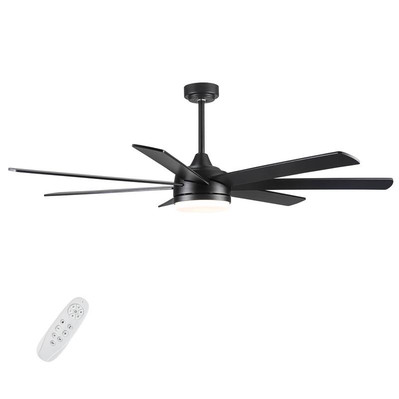 Dual-Tone Wood Blades Ceiling Fan Light with Dimmable 3-Color LED & 6-Speed Remote Control, Timer and Memory Function