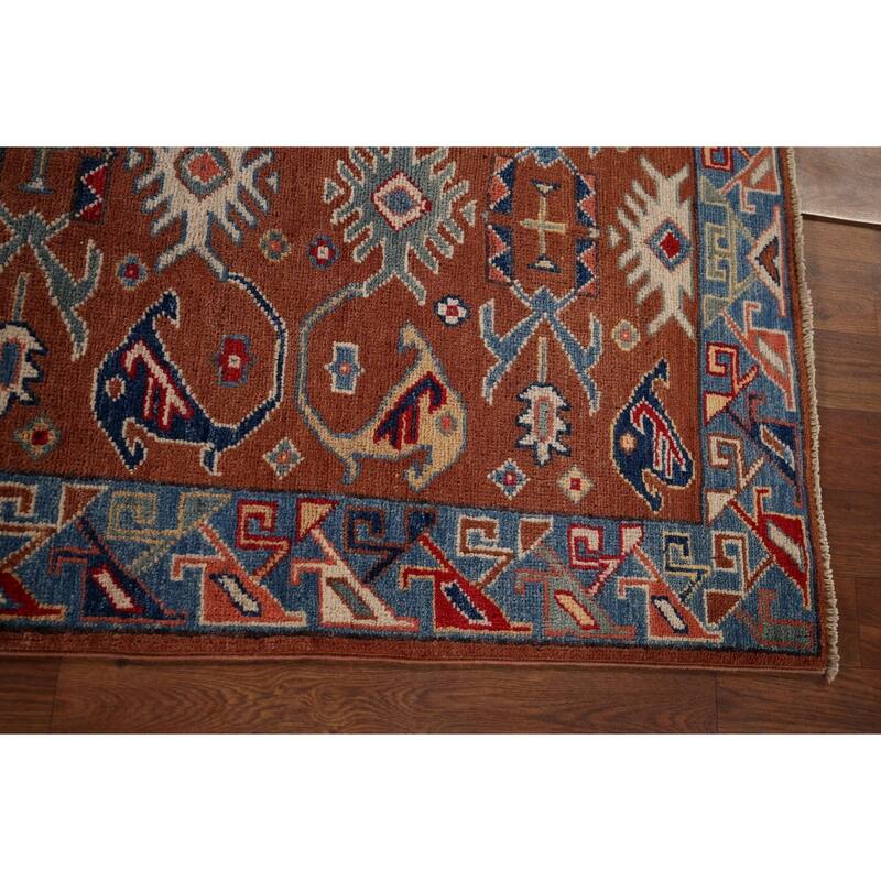 Kazak Oriental Runner Rug Handmade Traditional Orange Wool Carpet - 2'5" x 9'8"