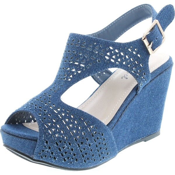 navy sling back wedges