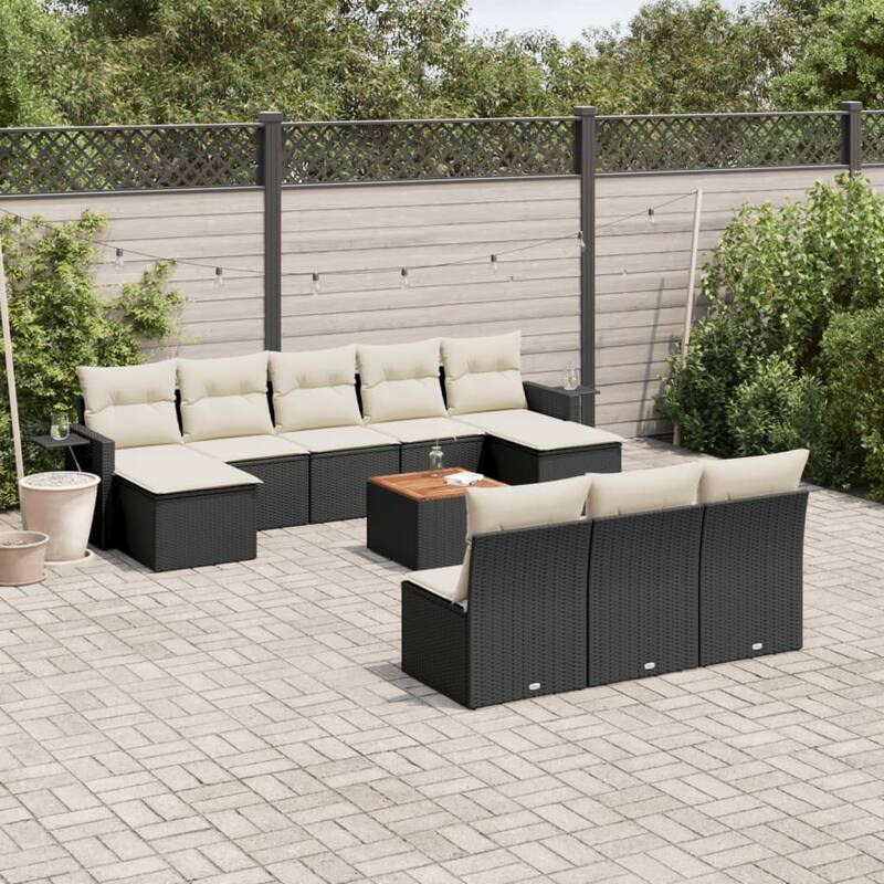 vidaXL Garden Sofa Set Black, Cream White - 21.7 x 21.7 x 14.6
