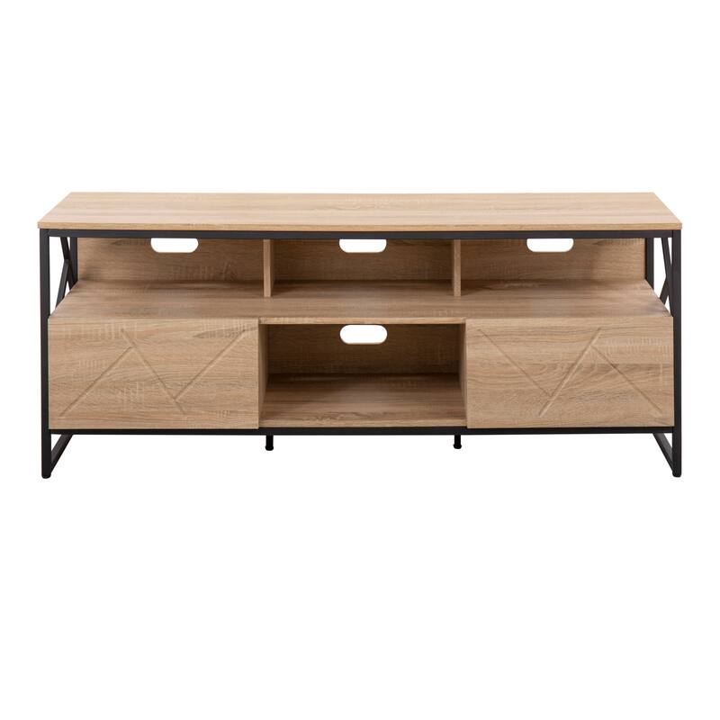 Carson Carrington Sala TV Stand - Natural Wood/Black Metal