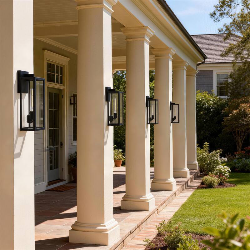 4 Pack Black Outdoor Lighting Wall Sconce with Clear Glass