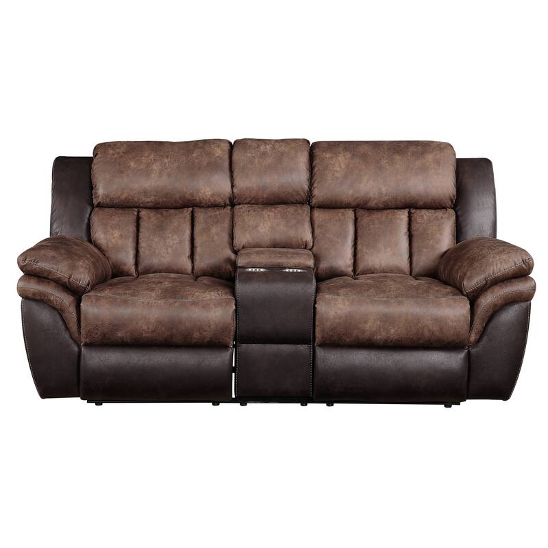 Northrup Toffee and Espresso Motion Loveseat with Console