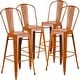 preview thumbnail 18 of 22, 30-inch Distressed Metal Indoor/Outdoor Barstools (Set of 4) Orange