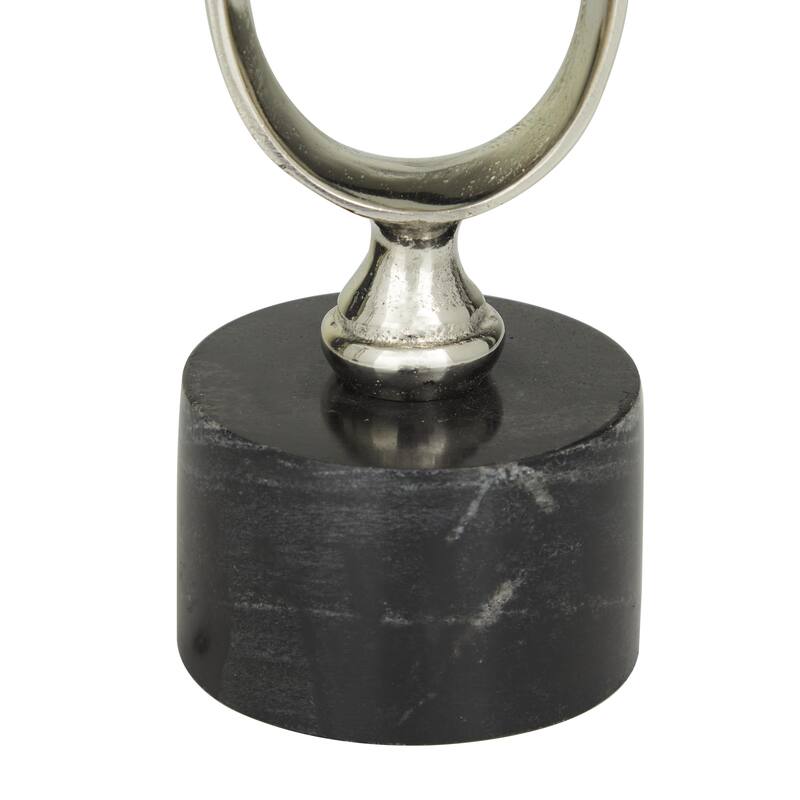 Gold, Black or Silver Aluminum Metal Paper Clip Pillar Decorative Candle Holder with Marble Base (Set of 2)