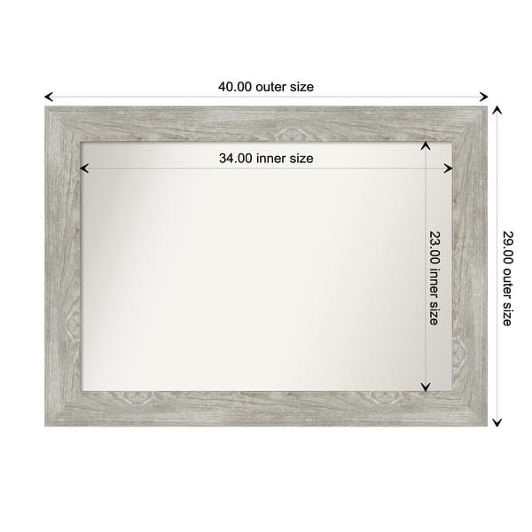 dimension image slide 79 of 113, Dove Greywash Framed Non-Beveled Custom Wall Mirror, Bathroom Vanity Mirror