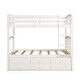 preview thumbnail 11 of 13, Modern Design Wood Bunk Bed with Ladder, Multifunctional Trundle Bunk Bed with Drawers, White