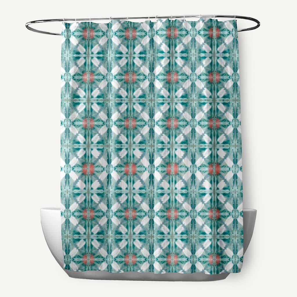 Beach Tile Geometric Print Shower Curtain