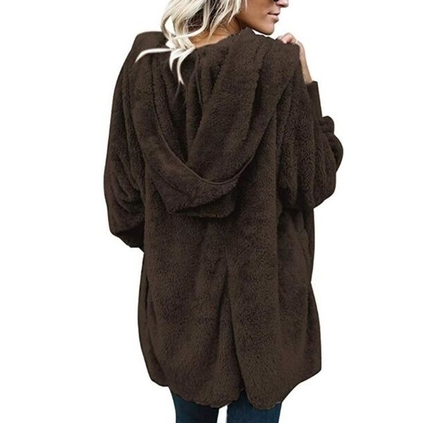 women's oversized open front hooded draped pockets cardigan coat