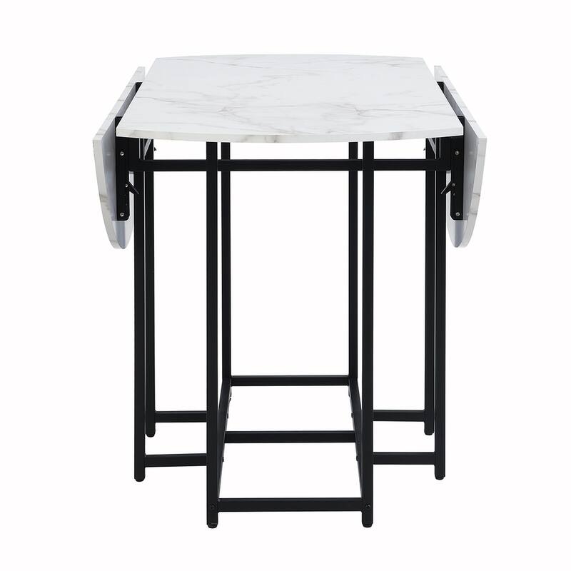 5PCS Extendable Dining Table Set With Faux Marble Top
