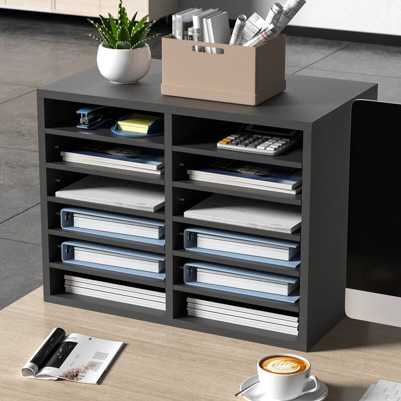 12 Compartments Office Literature Organizers with Adjustable and Removable Shelves Perfect Addition to Any Space