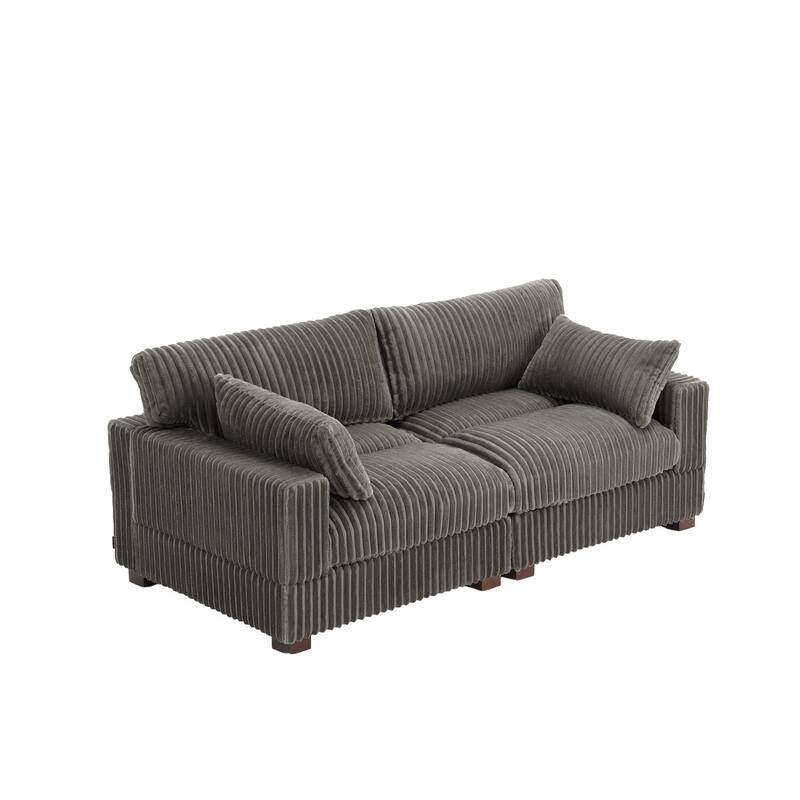 Upholstered Plush Flannel Modular Sectional Sofa with Pillows,Ajustable Headrest