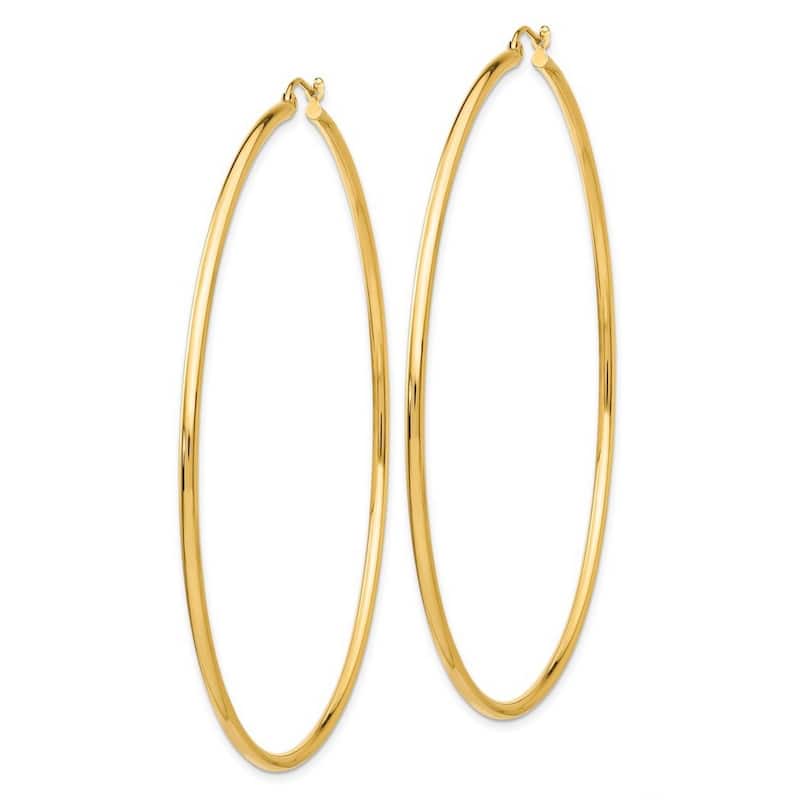 Curata 2mm 14k Yellow Gold 2x75mm Extra-large Classic Hoop Earrings