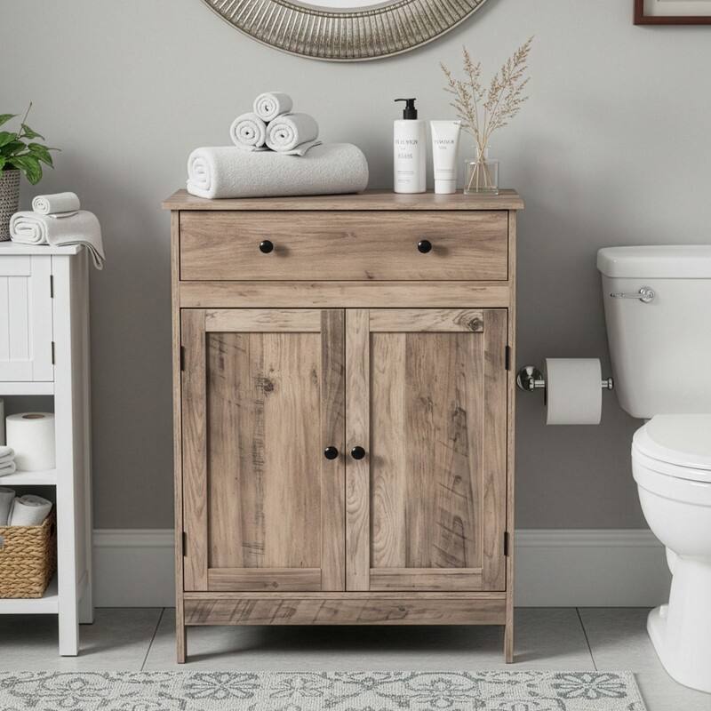 Bathroom Storage Cabinet with 2 Doors and 1 Drawer