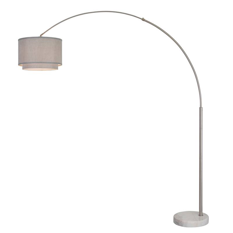 Q-Max Modern 81" Tall Standing Adjustable Arched Floor Lamp with Double Drum Shade and Marble Base