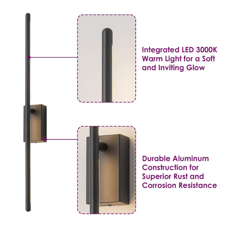 1-Light Modern Gold/Black Linear Bathroom Vanity Light Integrated LED 3000K Rotatable Wall Light