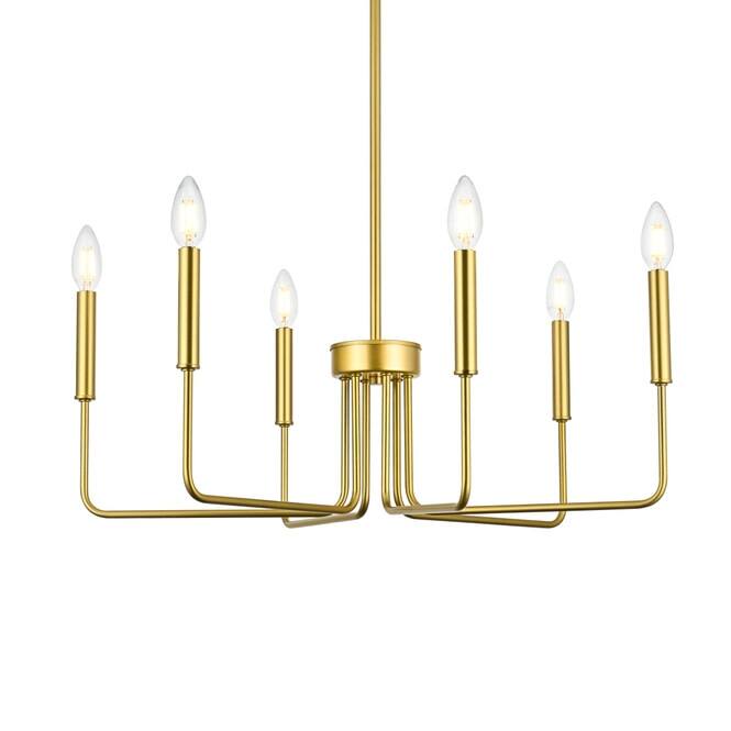 Elegant Lighting LD742D26 Willa 6 Light 26" Wide Candle Pendant - Brass