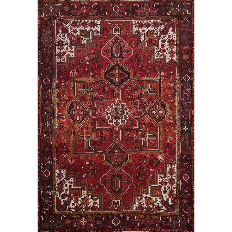 Hand Knotted Oriental 100% Wool Carpet Traditional Medallion Red Heriz Area Rug - 11' 4'' X 8' 4''