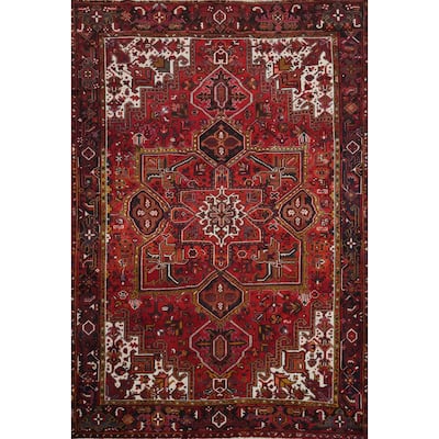 Hand Knotted Oriental 100% Wool Carpet Traditional Medallion Red Heriz Area Rug - 11' 4'' X 8' 4''