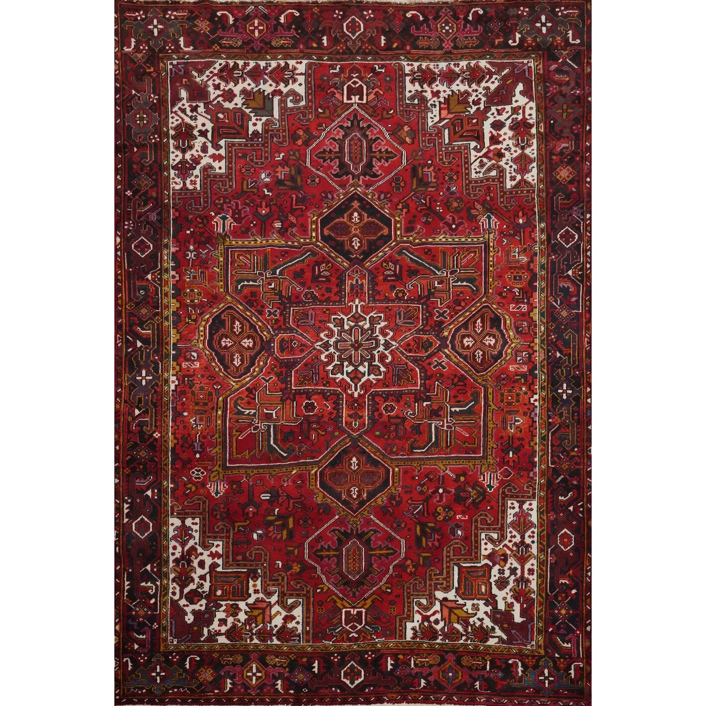Hand Knotted Oriental 100% Wool Carpet Traditional Medallion Red Heriz Area Rug - 11' 4'' X 8' 4''