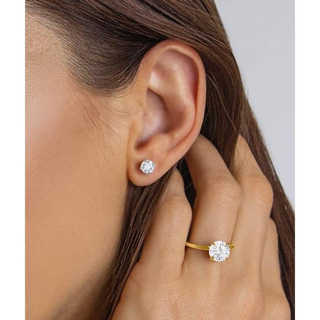 1 1/2ct Lab Grown Diamond Studs Yellow Gold Earrings