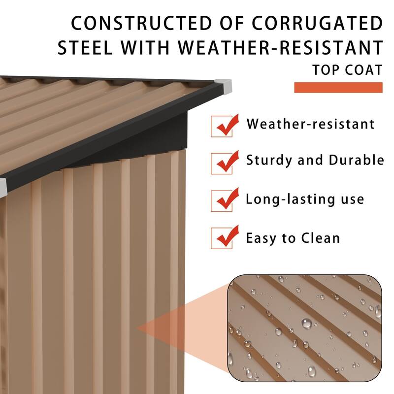 4.27 FT x 2.42 FT Metal Garden Shed 5 X 3 FT Pent Roof with Side Hinge Door