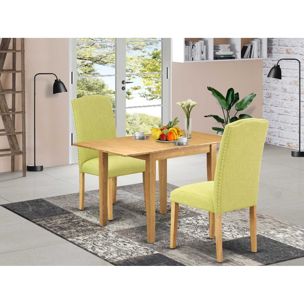 HomeStock 3-Piece Natural Brown Oak Finish Solid Wood Top Dining Table Set