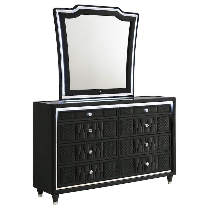 Lorient 8-drawer LED Bedroom Dresser Cabinet Black - Dresser Mirror