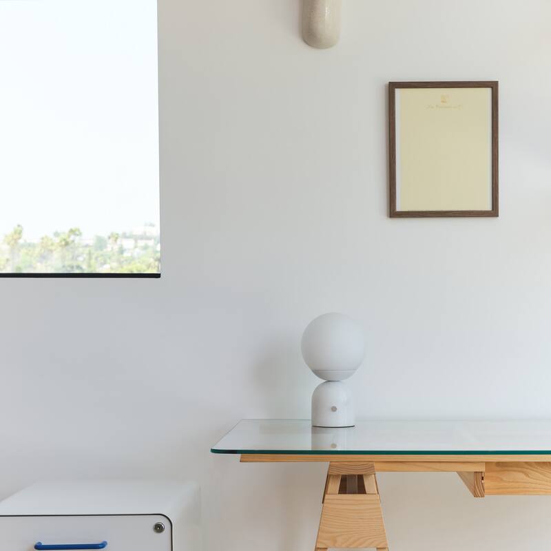 Brightech Mila 9.85 in. Polished White Mid-Century Modern Integrated LED Bedside Table Lamp with Built-In 3-Way Dimmer (2-Pack)