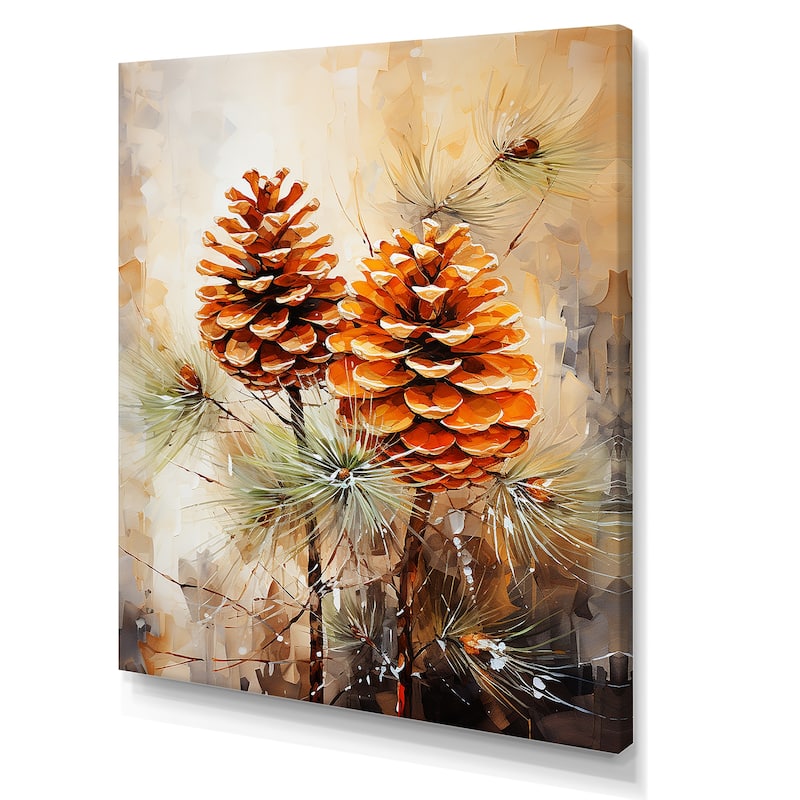 Designart "Spruce Pine Tree Forest IV" Tree Pine Wall Décor Brown - Traditional Canvas Wall Art For Home