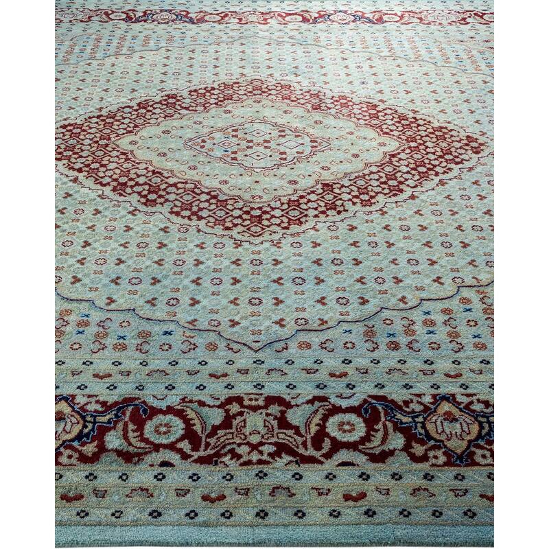 Overton Hand Knotted Wool Vintage Inspired Modern Contemporary Overdyed Blue Area Rug - 8' 1" x 10' 4"