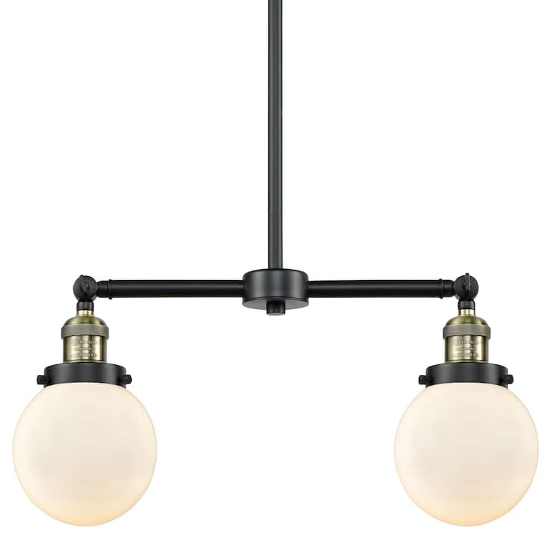 Innovations Lighting Beacon 2 Light 23" Wide Linear Chandelier - Black / Antique Brass / Gloss White