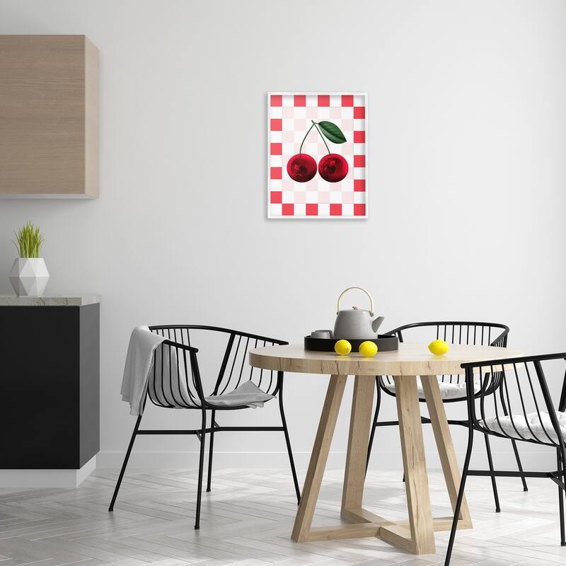 Stupell Disco Cherries on Checkered Framed Giclee Art Design By Marcus Prime